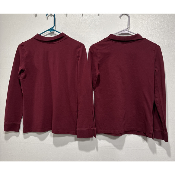 Lot Of 2 Old Navy School Uniform Long Sleeves Polo Shirts Wine Color Size XL (14 - Picture 2 of 11